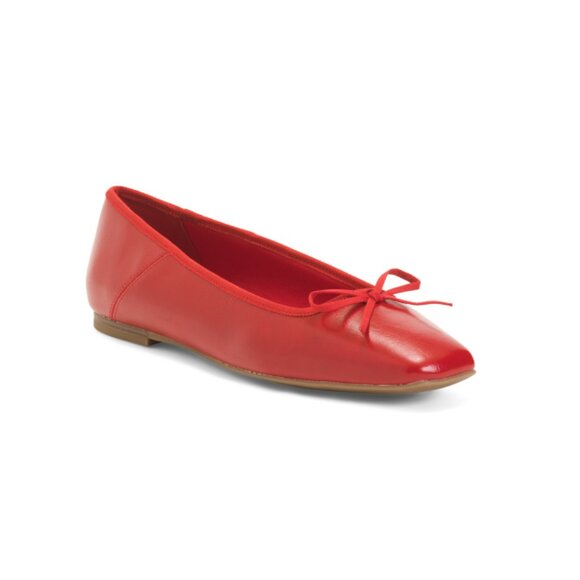 ANNE KLEIN Red Leather Aspen Ballerina Flats - Picture 1 of 2